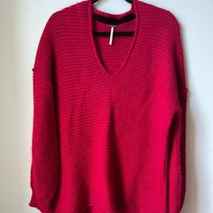 Free People All Mine Alpaca Blend Oversized Tunic Sweater Raspberry Pink Medium